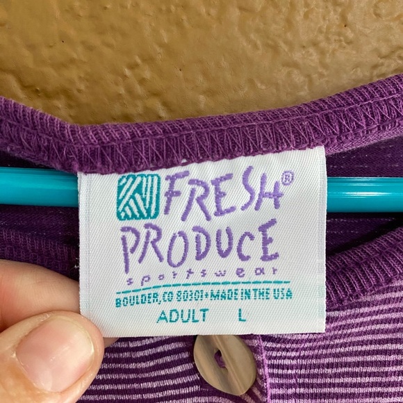 Fresh Produce Vintage Maxi Dress Purple Stripe Size Large Made in USA - Picture 3 of 9